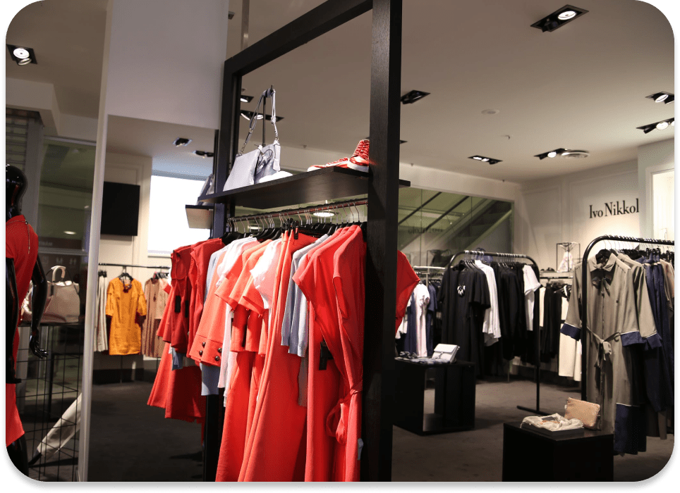 Inside high end clothing boutique